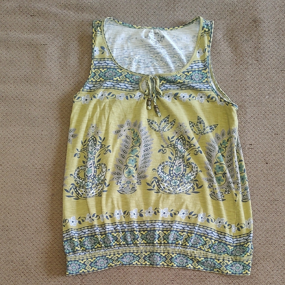 Sonoma Yellow and Blue Paisley Tank Top